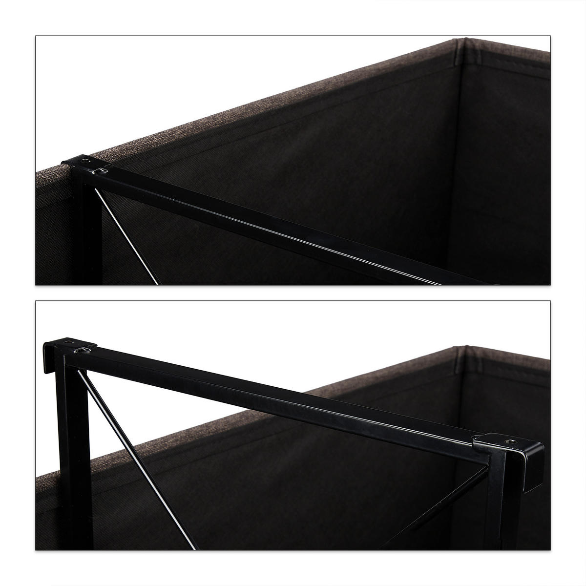 SITZBANK - Dunkelbraun, Holzwerkstoff/Textil (110/38.5/37.5cm) - Relaxdays