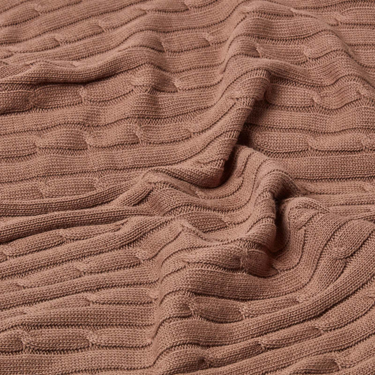 STRICKDECKE 150/200 cm, Baumwolle mit Rautenmuster - Braun, Textil (150/200cm) - Homescapes