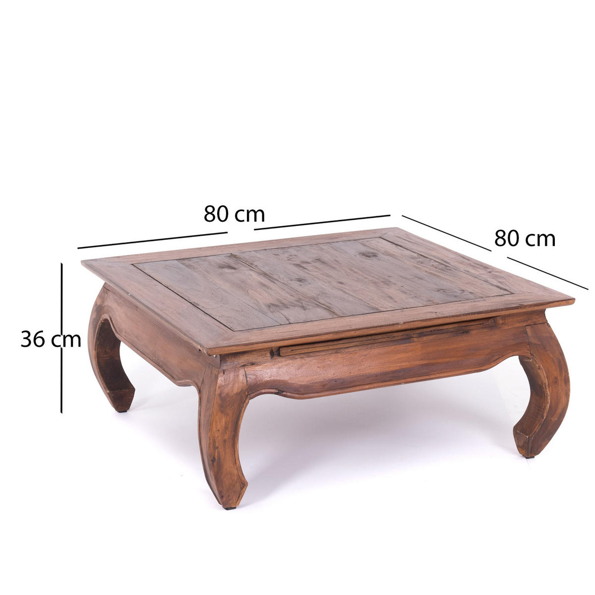 OPIUMTISCH EAST 80 Mahagoni Massivholz 02 hellbraun - Hellbraun, Holz (80/80/36cm) - DESIGN DELIGHTS