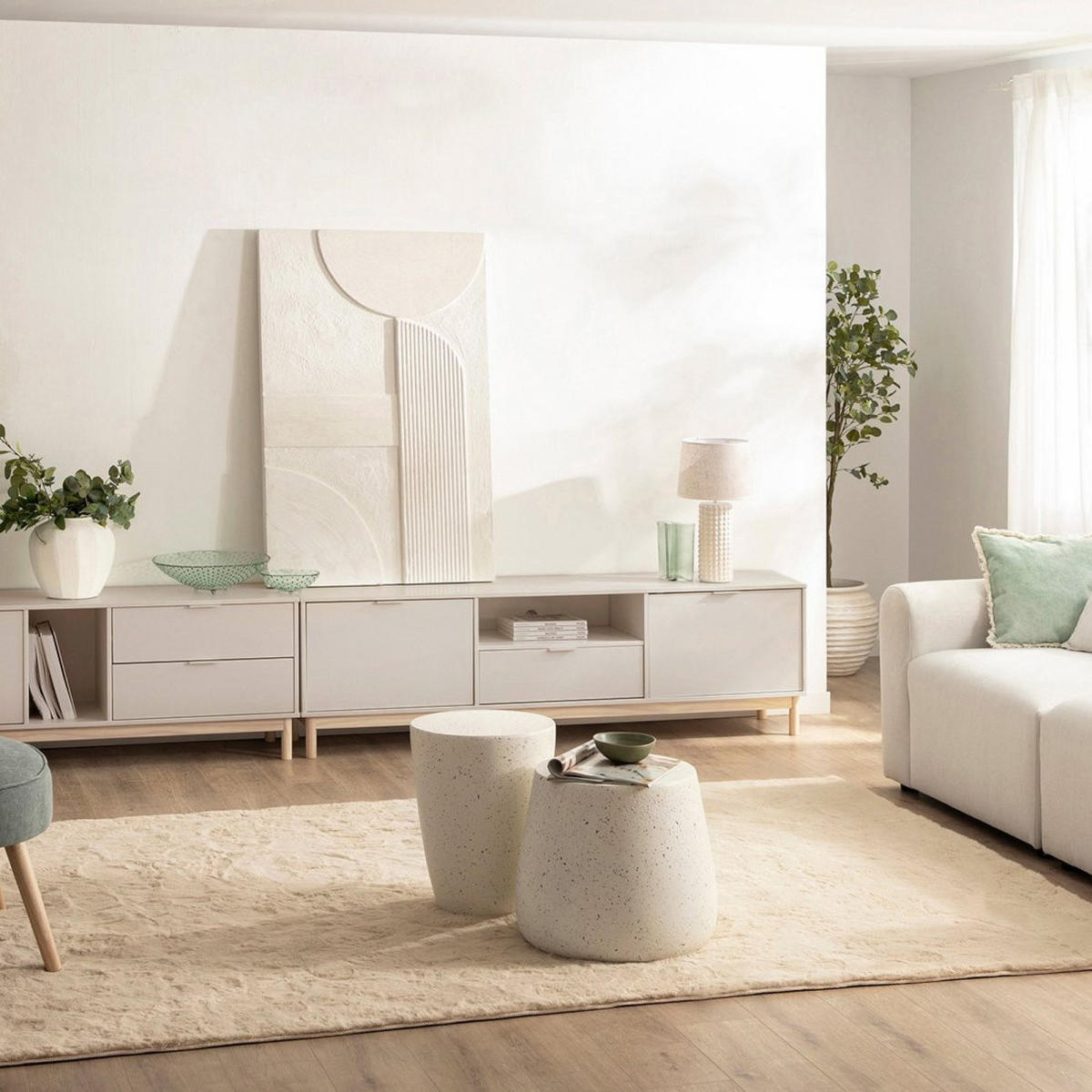 TV-ELEMENT Elian Weiß 180 cm x 53 cm - Weiß, Holzwerkstoff (180/53/39cm) - Klast Home