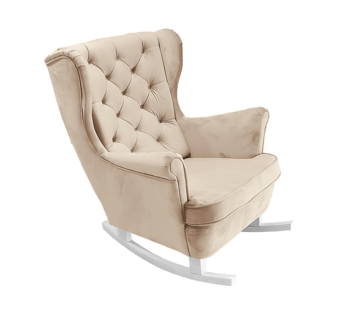 SCHAUKELSESSEL mit gepolstertem Sitz und Armlehnen, 102x81x95 cm, Beige_29802 - Beige/Weiß, Holz/Textil (81/102/95cm) - DomoHome