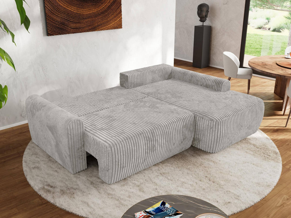 ECKSCHLAFSOFA CUBO L Grau Cord - rechts - Schwarz/Grau, Kunststoff/Textil (187/273cm) - MKS