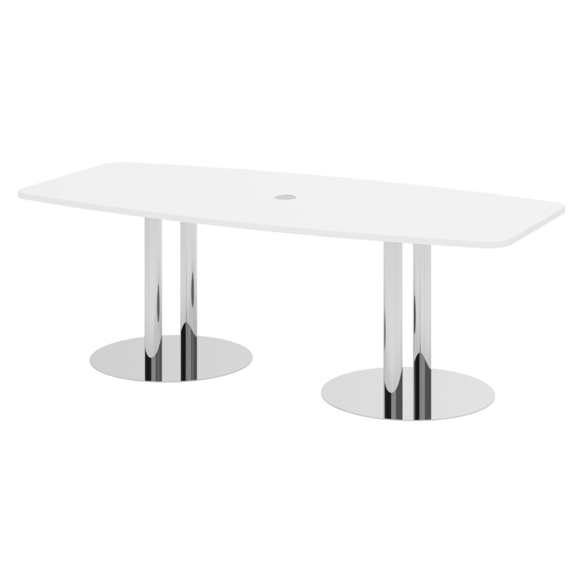 KONFERENZTISCH klein KT22 103/220/74,5 cm in Weiß/Chromsäulen - Chromfarben/Weiß, Holzwerkstoff (103/220/74.5cm) - bümö