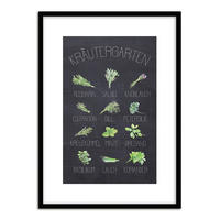 POSTER mit Rahmen 50x70 cm Küche Kräuter - Anthrazit, Holz (51/71cm) - artissimo