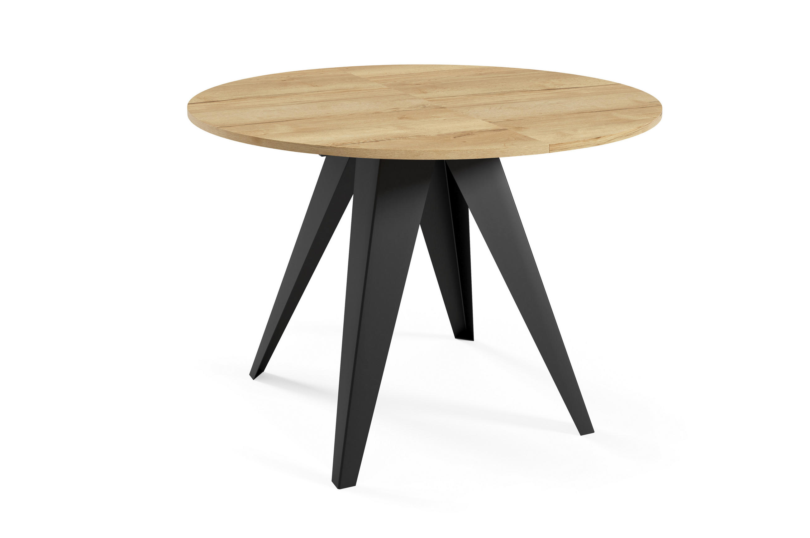 ESSTISCH Gerda - Hellbraun/Schwarz, Holzwerkstoff/Metall (90/90/76cm) - Meblini