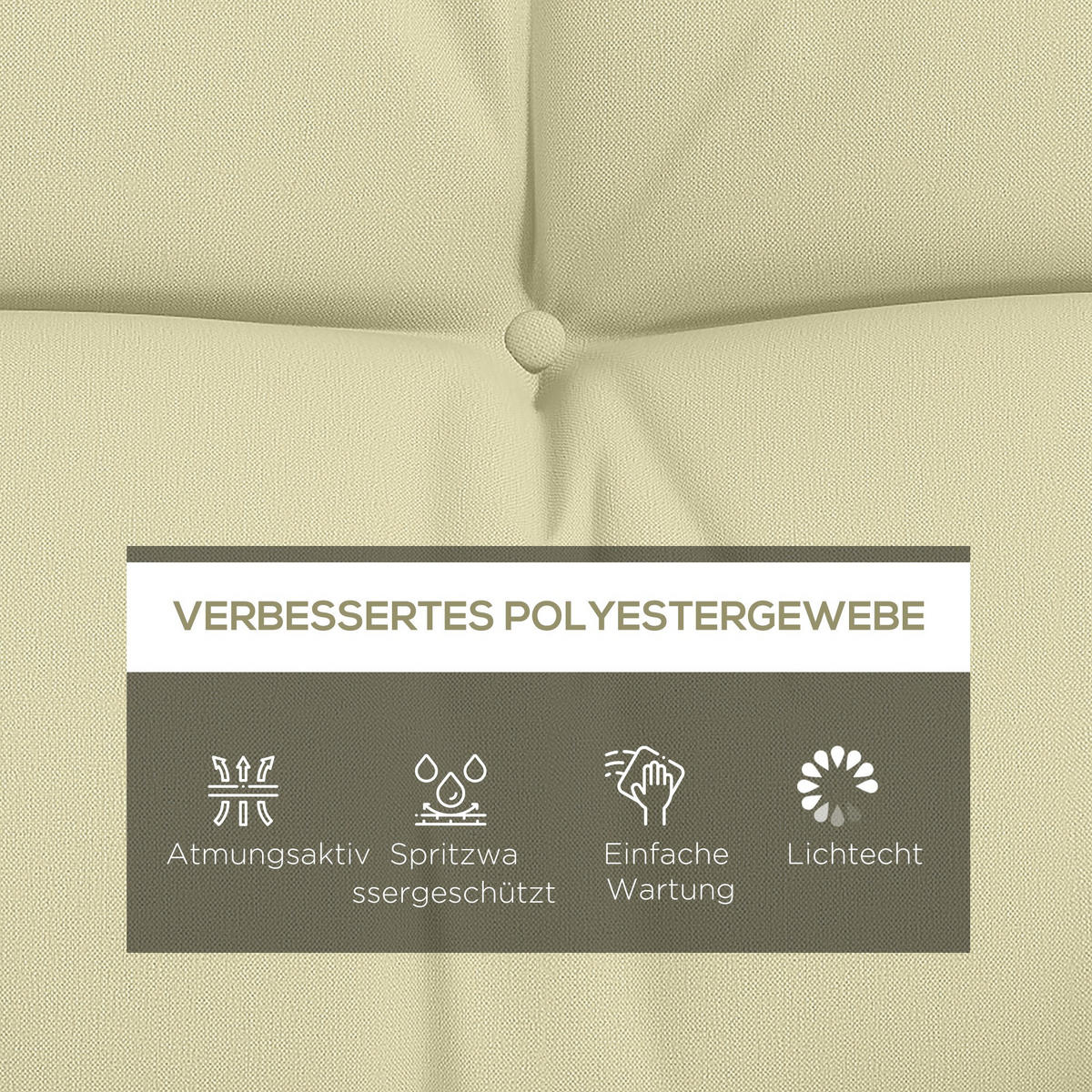SADA 4 sedacích polštářů z polyesteru a bavlny PP, krémově bílá - krémová, textil (50/12/150cm) - Outsunny