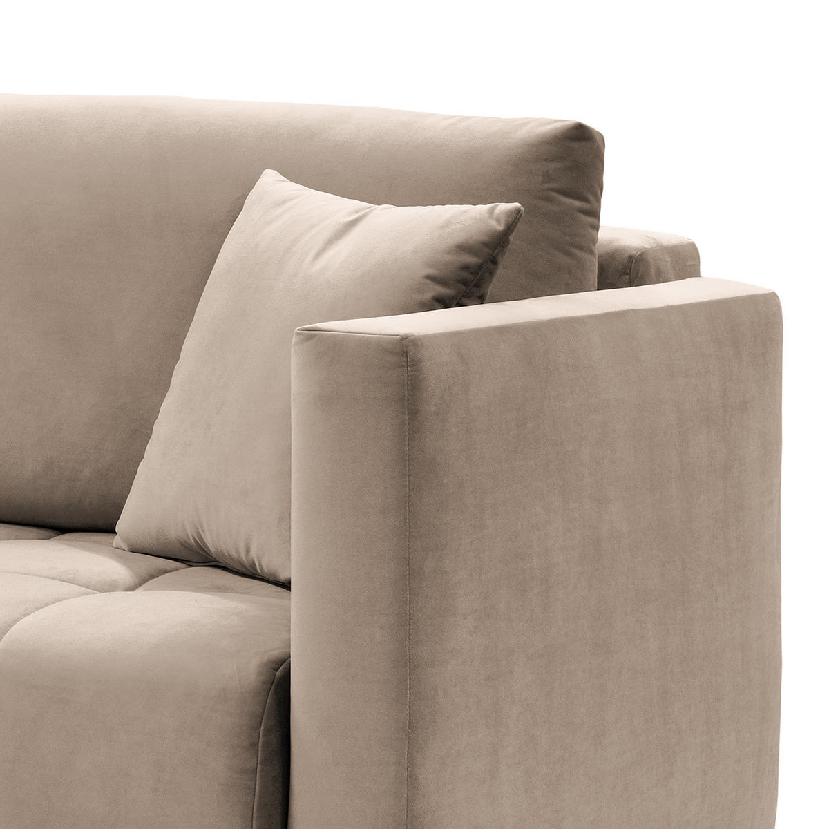 SCHLAFSOFA - Samt - Beige/Schwarz, Textil/Metall (227/87/102cm) - home24