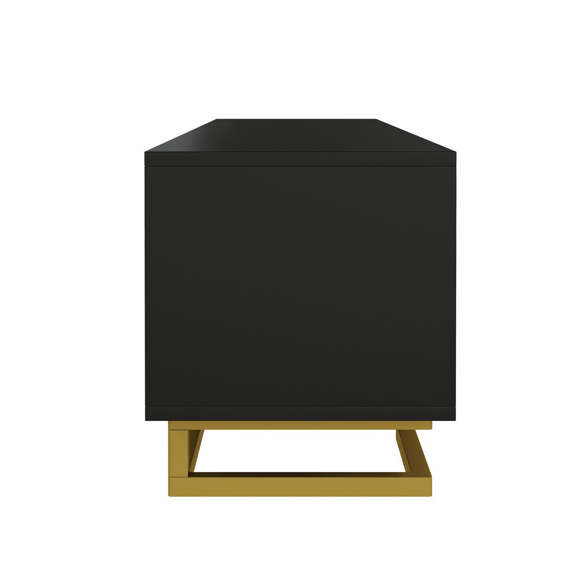 TV-LOWBOARD aus Spanplatte 160x38x44,5 cm Schwarz mit 4 Türen, Stauraum und goldfarbenen Metallfüßen - Schwarz, Holzwerkstoff (160/44.5/38cm) - IVMEU