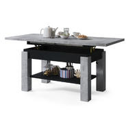 COUCHTISCH rechteckig Beton - Schwarz ausziehbar höhenverstellbar - Hellgrau/Schwarz, Holzwerkstoff (68/110/59cm) - designimpex