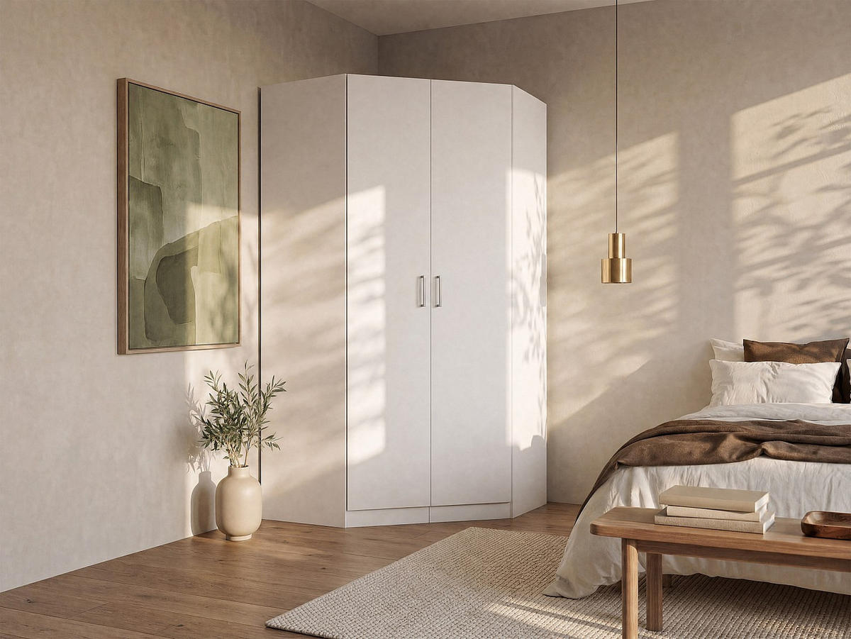 KLEIDERSCHRANK - 117.5 cm x 117.5 cm - Holz, Platte - Weiß BELOMY - Weiß, Holz (117.5/197.5/117.5cm) - Vente-Unique