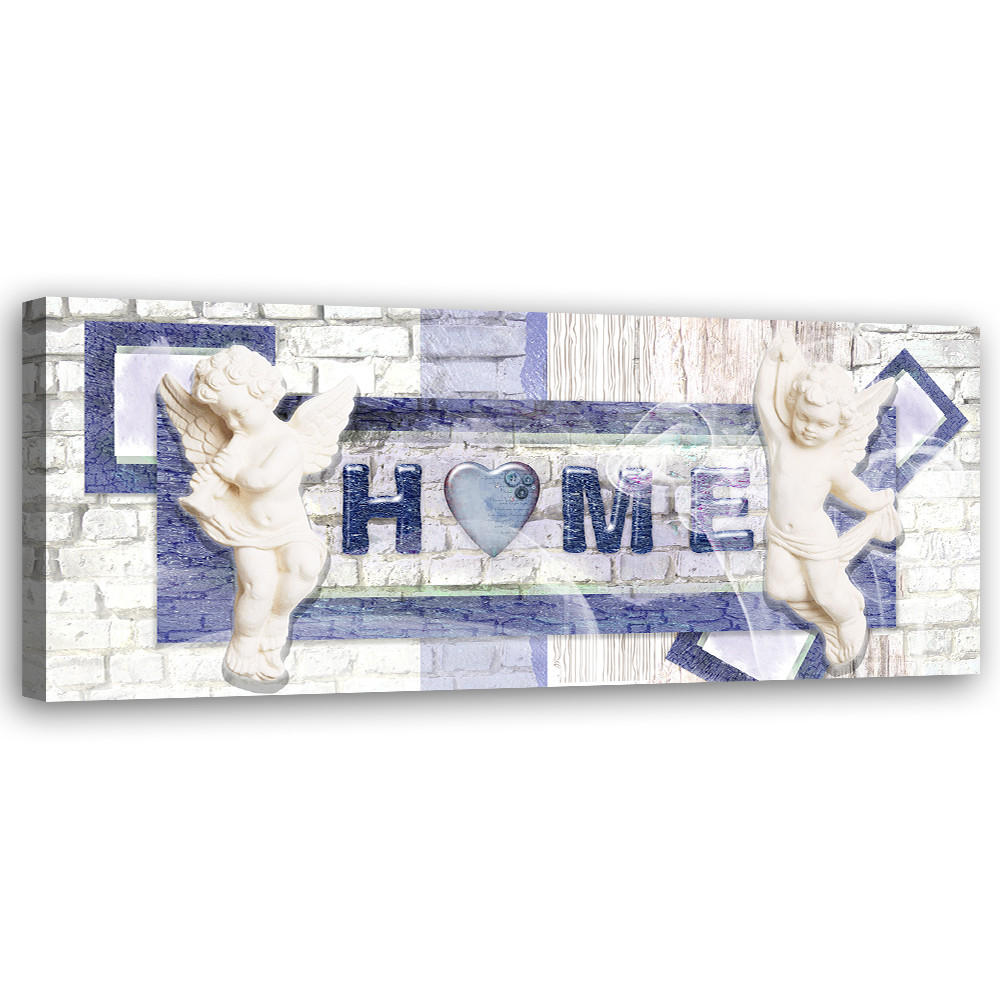 WANDBILD blauer schriftzug home - Blau, Textil (90/30cm) - Feeby