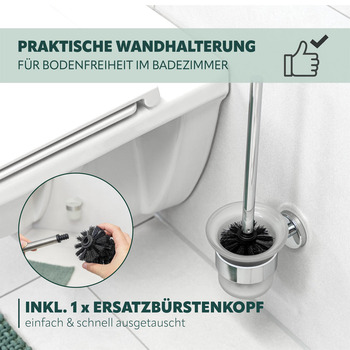 WC-GARNITUR LUCENTE, Edelstahl, verchromt - Chromfarben, Metall (11.5/35/14.5cm) - bremermann