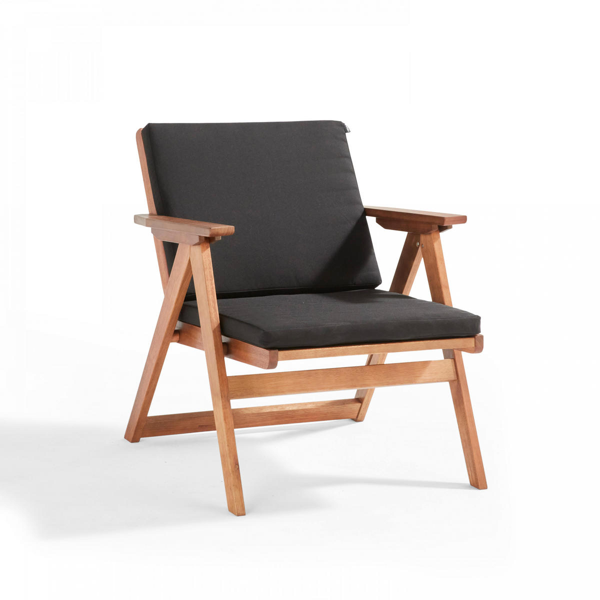 GARTENSET 4-Sitzer, Schwarz - Schwarz, Holz (67/79/117cm) - Oviala