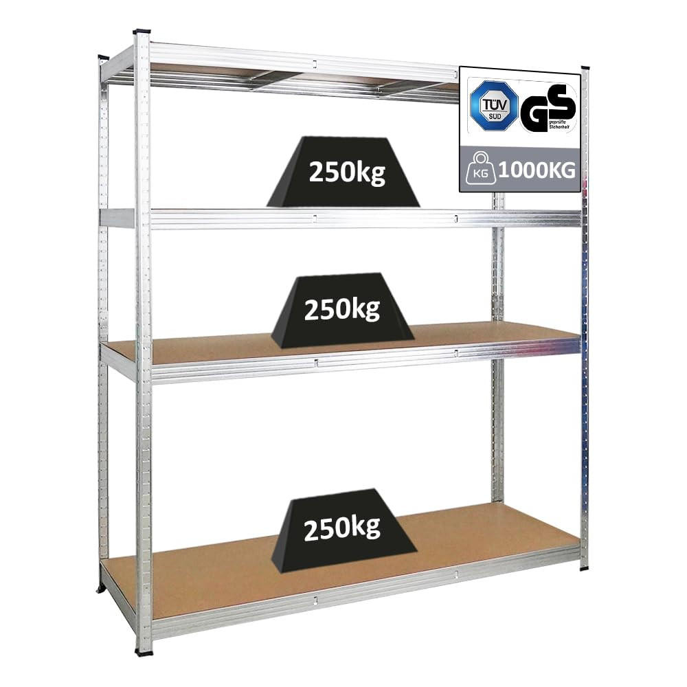 SCHWERLASTREGAL Taurus XL 180x160x60 cm Fachlast 250 kg Verzinkt - Silberfarben, Metall (160/180/60cm) - PROREGAL