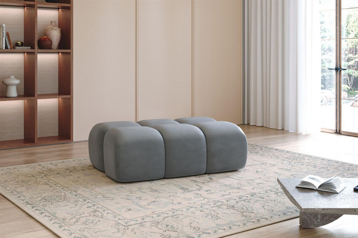 POLSTERHOCKER Darcy - Grau, Holzwerkstoff/Textil (128/44/85cm) - Fun Möbel