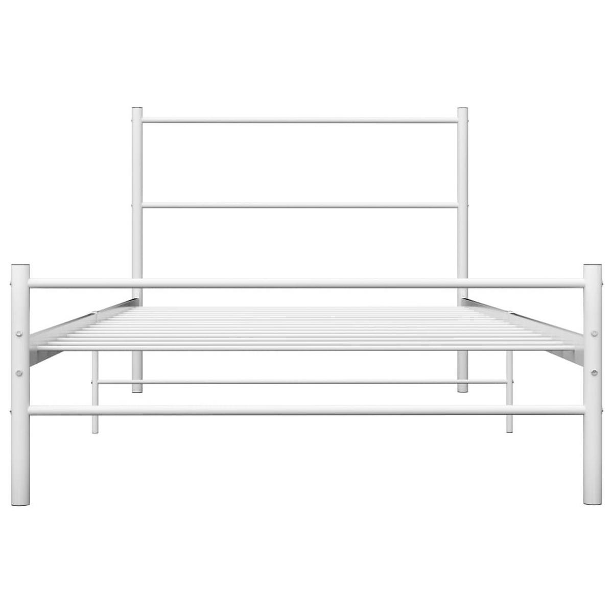 BETT WEISS METALL 90X200 CM - Weiß, Metall - vidaXL
