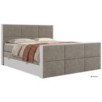 POSTEL BOXSPRING DELVIT KING DUO 180/200 - Šedobéžová Strukturovaná látka - Topper T25 - H3 - černá/šedobéžová, textil/plast (180/200cm) - MKS