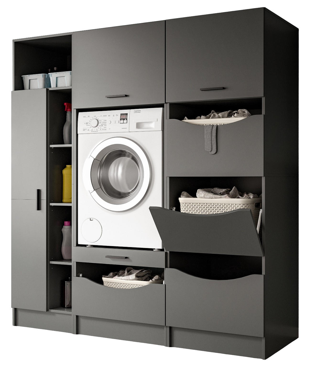Inn.Furn Waschmaschinenschrank Grau 176x196x68 cm