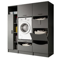 WASCHMASCHINENSCHRANK in grau Set 3-teilig 176 x 196 cm, modernes Design - Schwarz/Grau, Holzwerkstoff/Kunststoff (176/196/68cm) - Inn.Furn