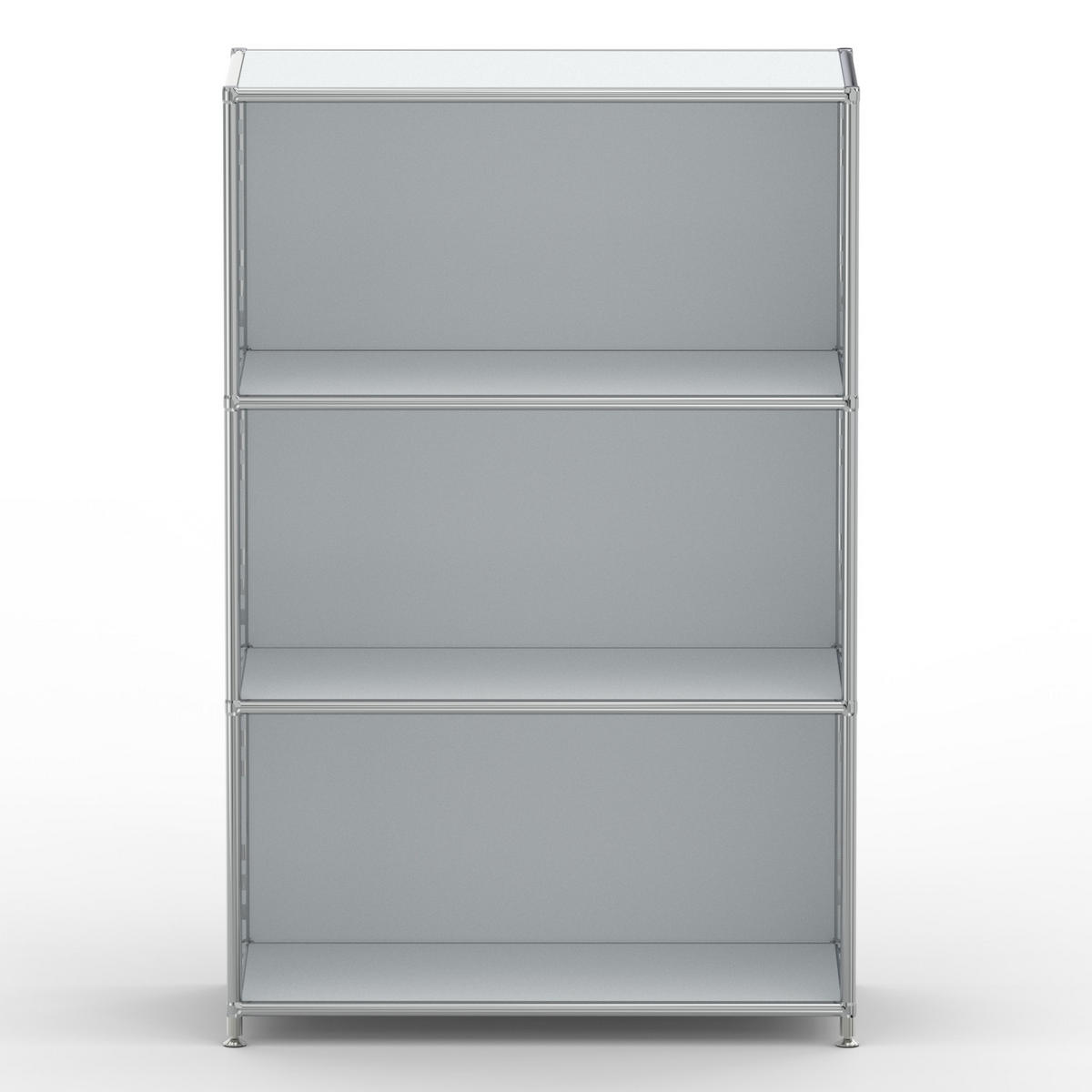 AKTENSCHRANK Büro, 3 offene Fächer, Breite 77 cm, Lichtgrau - Chromfarben/Hellgrau, Metall (40/118/77.2cm) - Versee