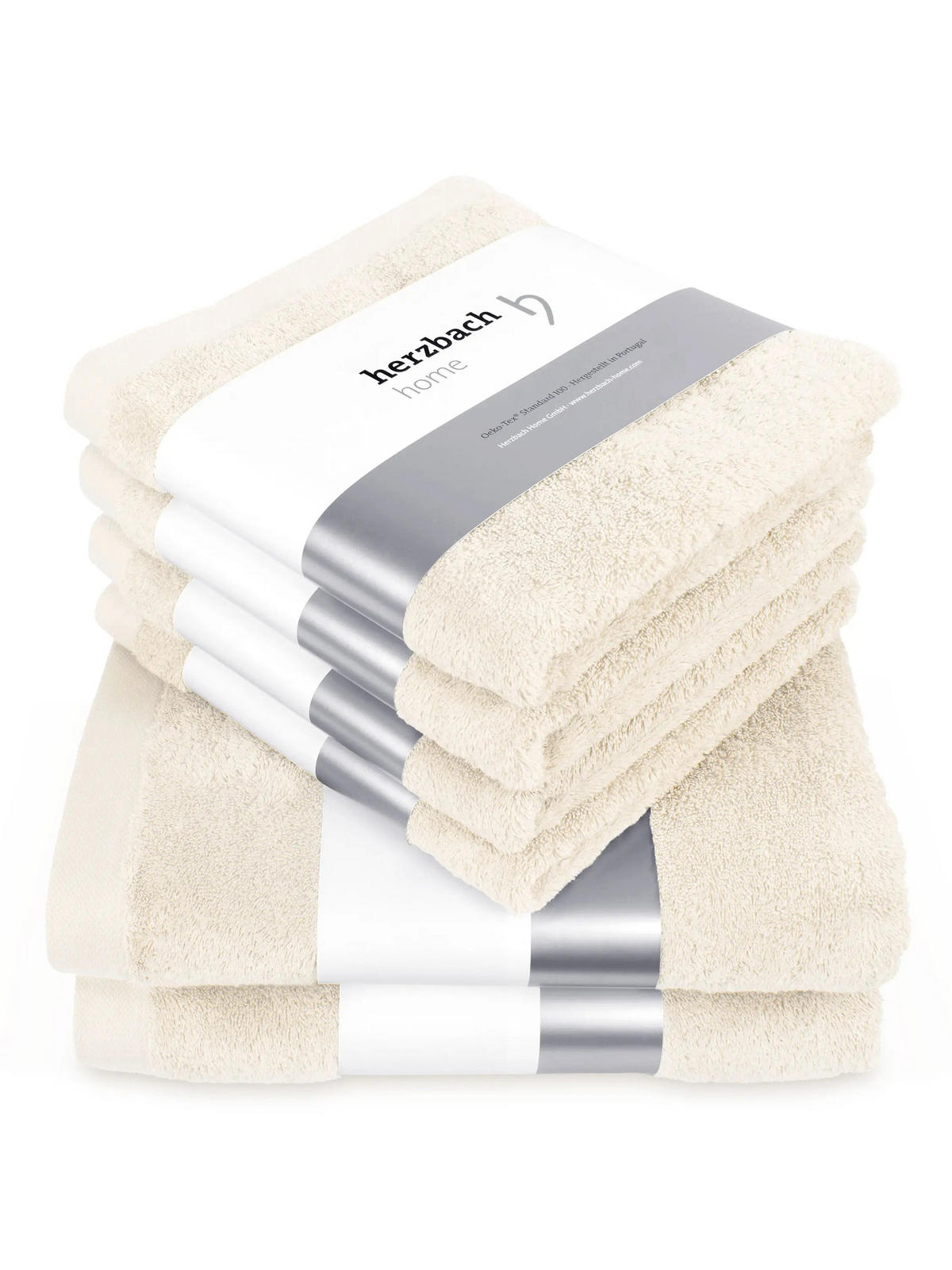 6ER Set Pura Creme 2x Duschtuch + 4x Handtuch - Creme, Textil (50/100cm) - Herzbach Home