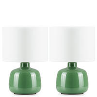 TISCHLEUCHTE STIVUS, Tischlampe, 2-er Set, Grün, Weiß - Grün, Keramik/Textil (22/22/31.5cm) - KONSIMO®