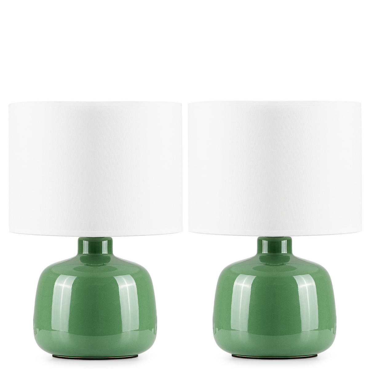 TISCHLEUCHTE STIVUS, Tischlampe, 2-er Set, Grün, Weiß - Grün, Keramik/Textil (22/22/31.5cm) - KONSIMO®