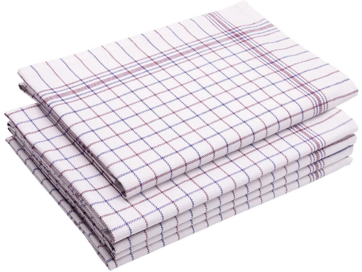 GESCHIRRTÜCHER, 5er-Set, 65x70 cm, 100% Baumwolle, Blau - Rot, Textil (65/70cm) - Zollner