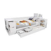 KINDERBETT aus MDF 90x190 cm Weiß mit Schublade und seitlichem Stauraum - Weiß, Holzwerkstoff (90/190cm) - IVMEU