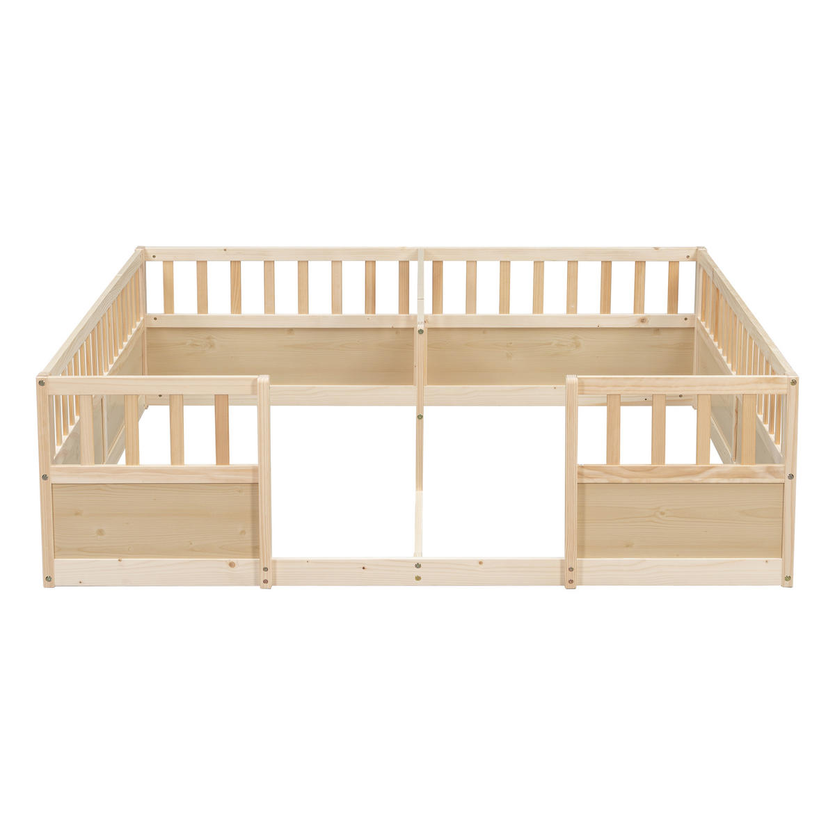 BODENBETT 2x 90/200 cm mit Schutzgeländern, DE-41875, in Natur - Naturfarben, Holz (90/200cm) - ComfortXL
