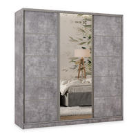 SCHWEBETÜRENSCHRANK PINA 200/205/58 cm 3-türig mit Spiegel und 4 Schubladen Titanfarben - Titanfarben, Holzwerkstoff (200/205/58cm) - MASSENO
