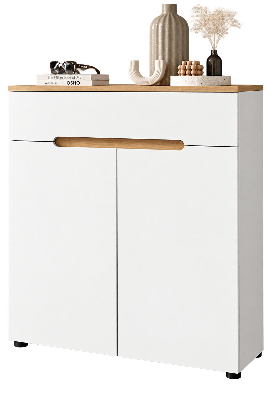 FLURKOMMODE weiß, Eiche Artisan 80 x 94 cm, Schuhschrank mit Soft-Close - Weiß, Holzwerkstoff (80/94/37cm) - Inn.Furn