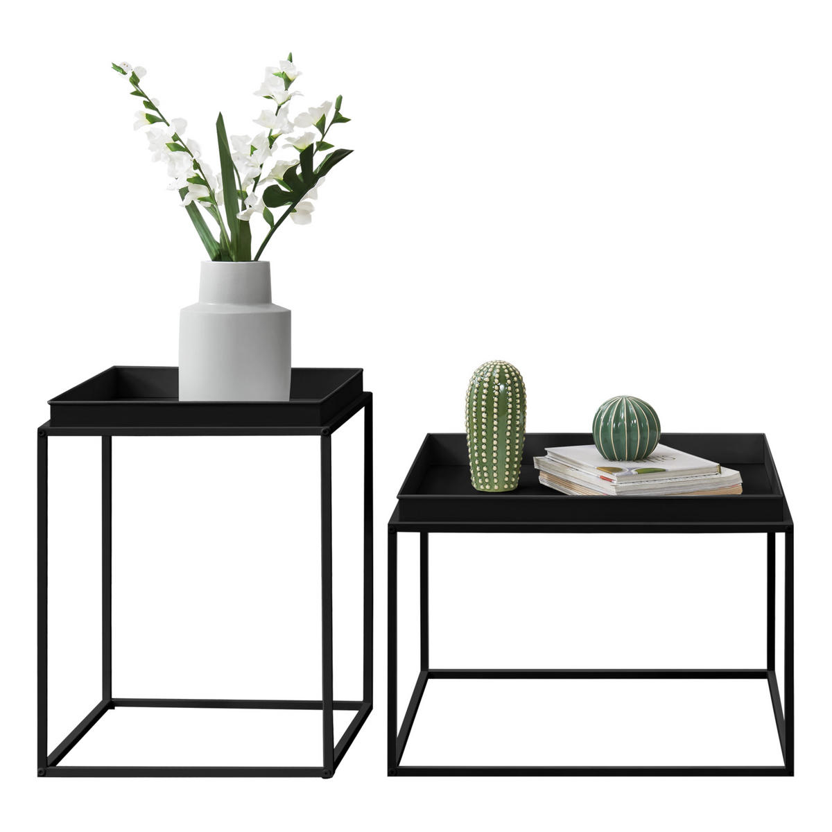 TABLETTTISCH Helier SET 2-teilig 54/40/56 - Schwarz, Metall (40/54/56cm) - [en.casa]
