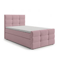 BOXBETT DEFNE 100x200 cm mit Fußteil und Matratze - Rosa + TOPPER - Schwarz/Rosa, Holz/Holzwerkstoff (100/200cm) - AX Living