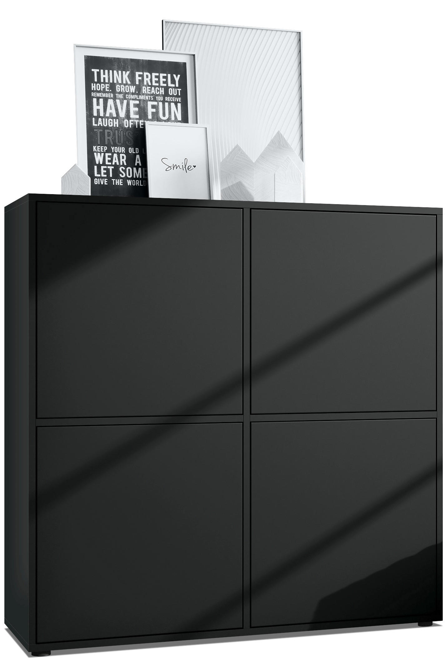 Vladon Highboard Schwarz 104x105.5x35.5 cm