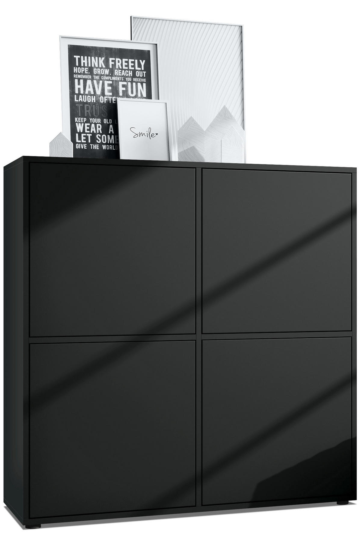 HIGHBOARD Cuba Türen in Schwarz matt - Schwarz, Holzwerkstoff (104/105.5/35.5cm) - Vladon