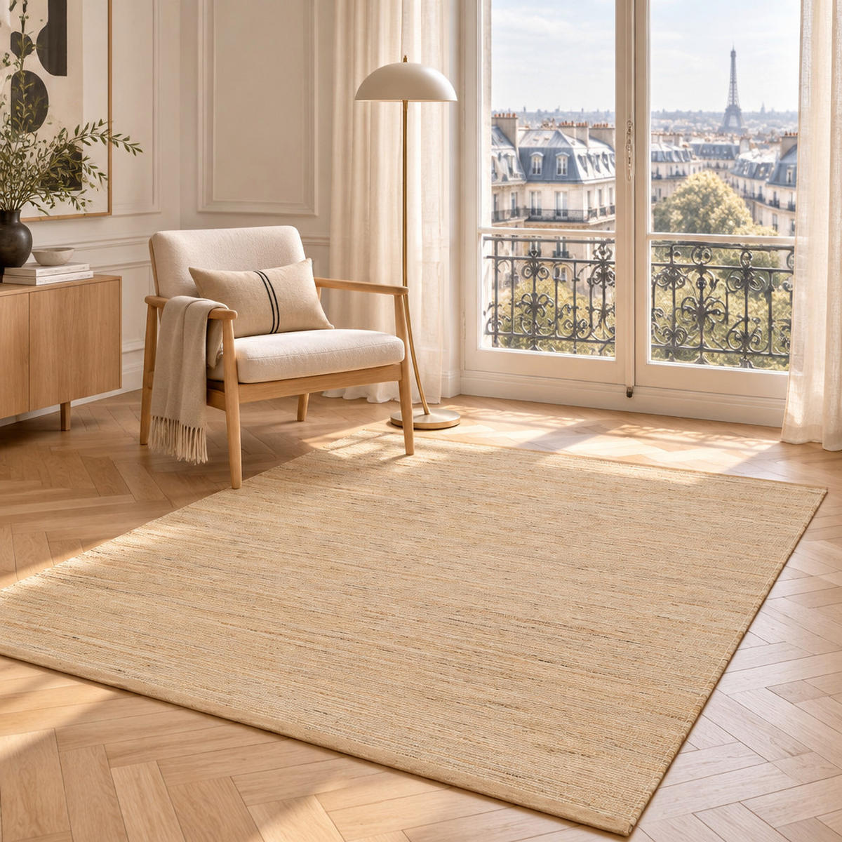 TEPPICH Design handgefertigt Jute beige - Beige, Naturmaterialien (120/170cm) - AFK Living
