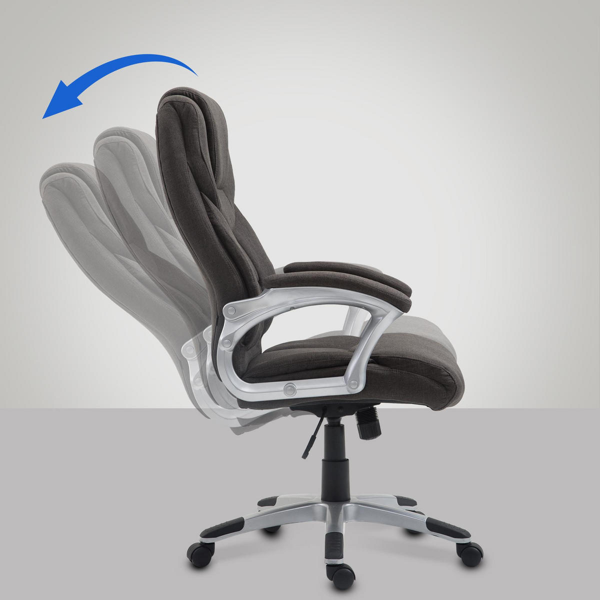 CHEFSESSEL Stoff dunkelgrau - Dunkelgrau/Grau, Kunststoff/Textil (65/109/73cm) - CLP