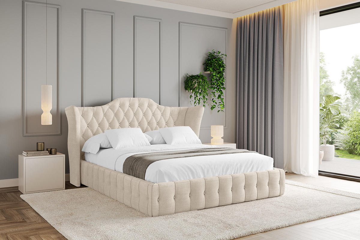 POLSTERBETT mit Bettkasten und Lattenrost, Boxbett ohne Matratze - MODY 180x200 Beige - Creme, Holzwerkstoff/Textil (180/200cm) - ALTDECOR