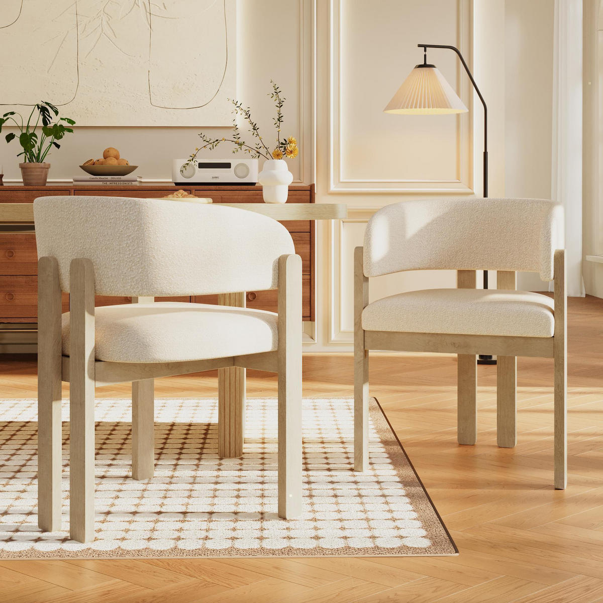 FOTELJA 2 komada, bouclé, prirodna boja - prirodne boje, tekstil (51/80/60cm) - KOMHTOM