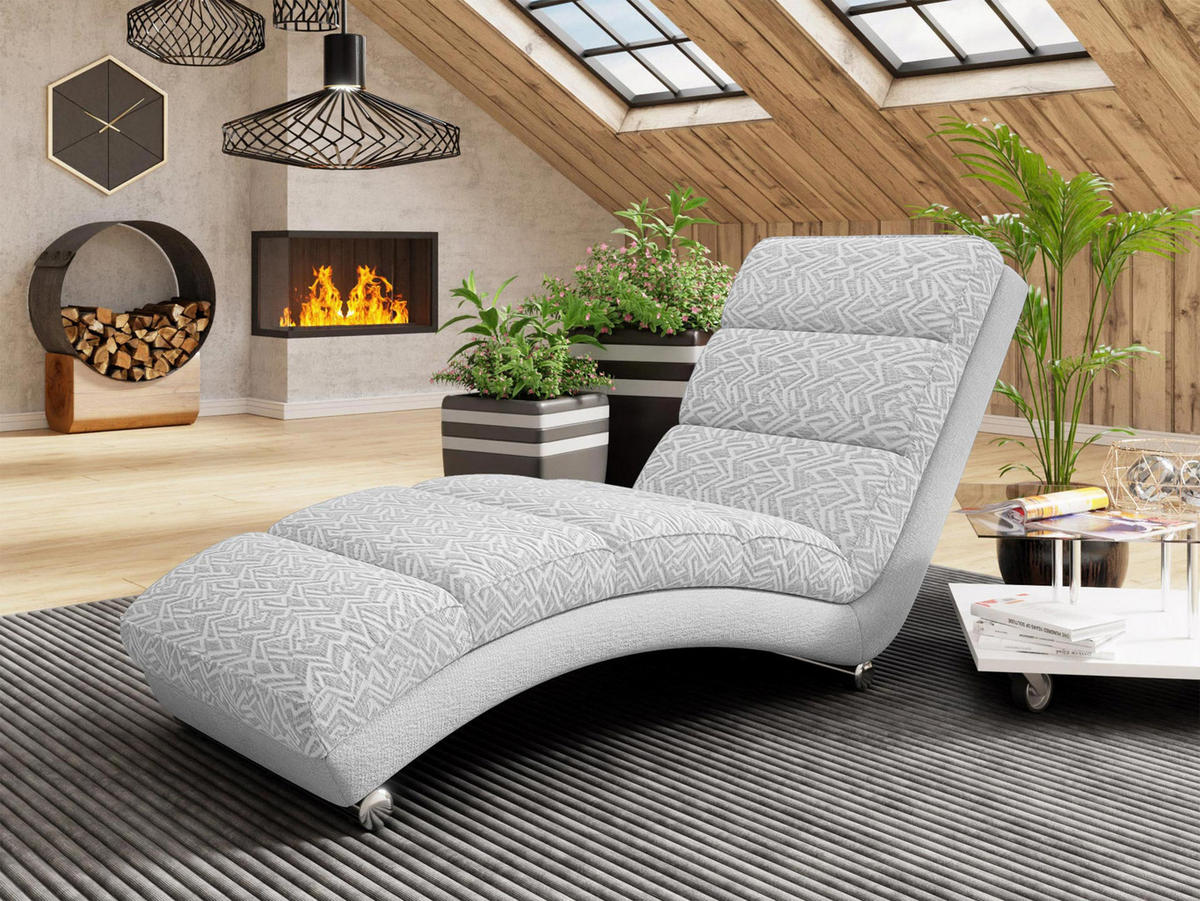 RELAXLIEGE Holiday Premium - Chromfarben/Hellgrau, Holz/Textil (62/84/180cm) - MIRJAN24