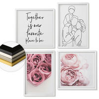 WANDBILDER 4er-Set - 50x50 cm & 40x60 cm Weißer Rahmen - Rosensträuße als Familienzeichnung - Weiß, Kunststoff (50/50cm) - ArtPrintCave