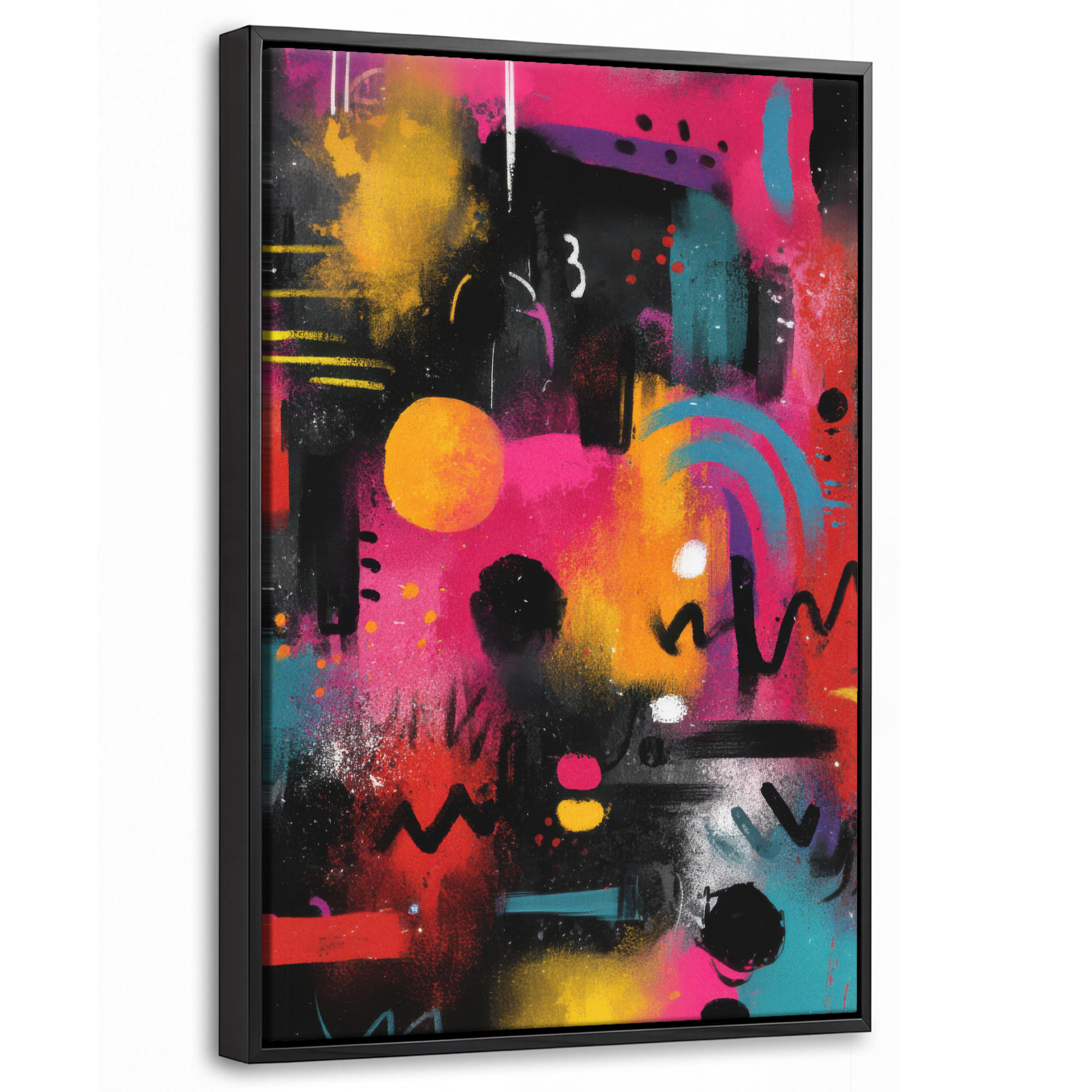 LEINWAND Bilder mit Rahmen - Farbflächen - Formen - Bunt - Abstrakt - 40x60 - Pink, Textil (40/60cm) - MuchoWow