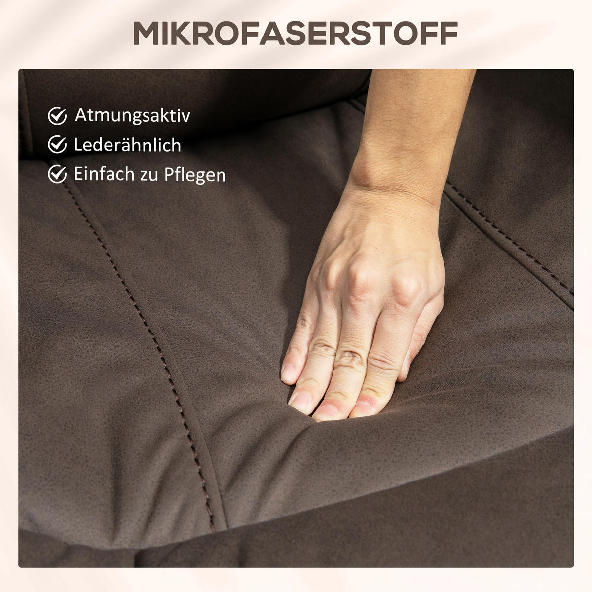 RELAXSESSEL, Fernsehsessel mit Liegefunktion, Fußteil für Wohnzimmer, Braun - Braun, Kunststoff (90/96/97cm) - HOMCOM