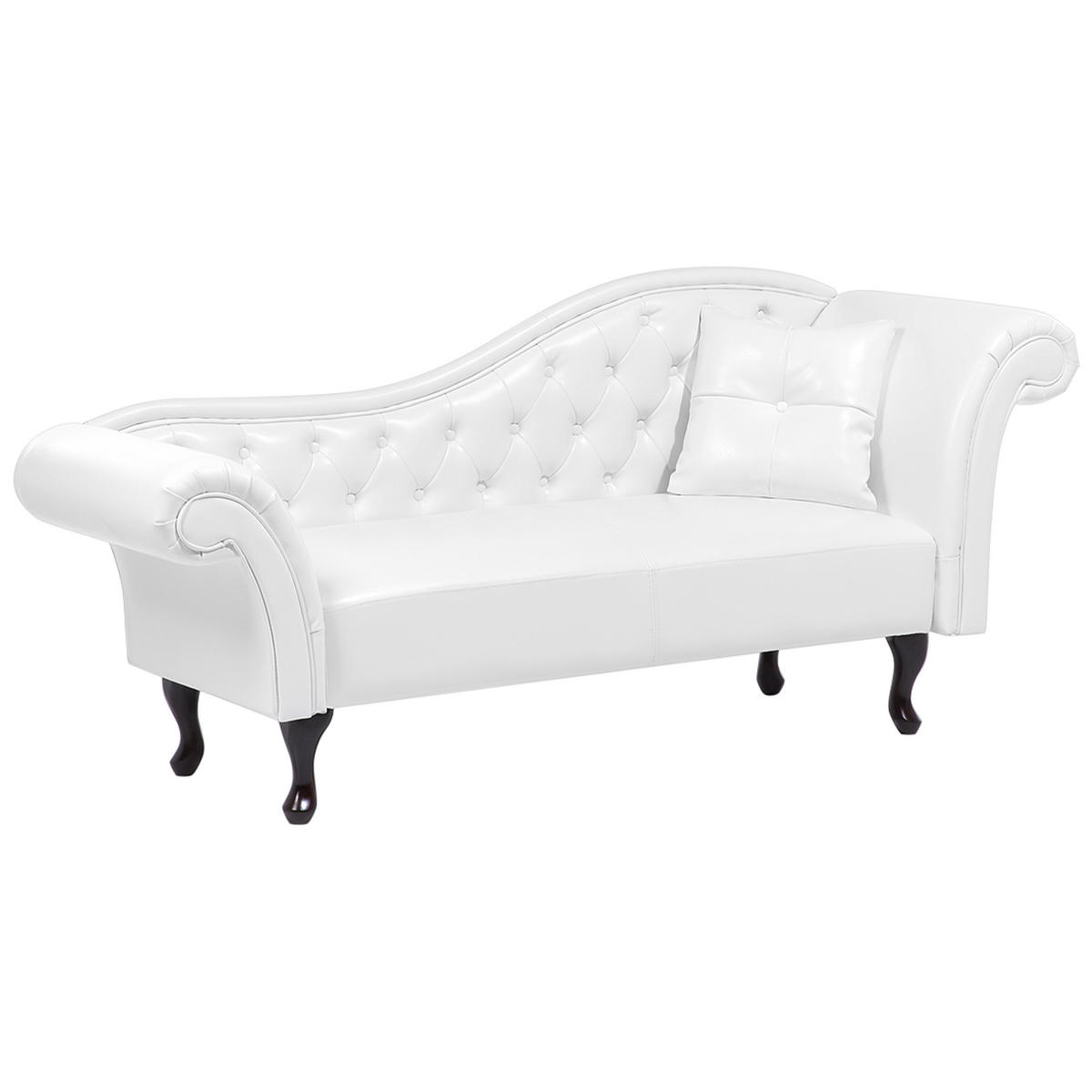 CHAISELONGUE Kunstleder weiß rechtsseitig Lattes - Schwarz/Weiß, Kunststoff (188/87/59cm) - Beliani
