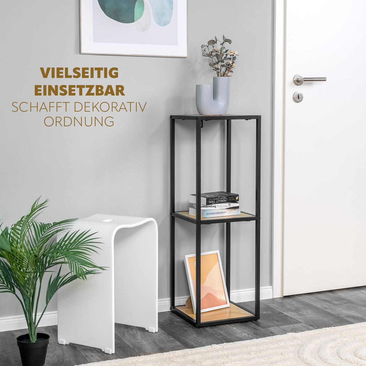 STAND-REGAL, Metall, schwarz - Schwarz, Metall (30/89/30cm) - eluno