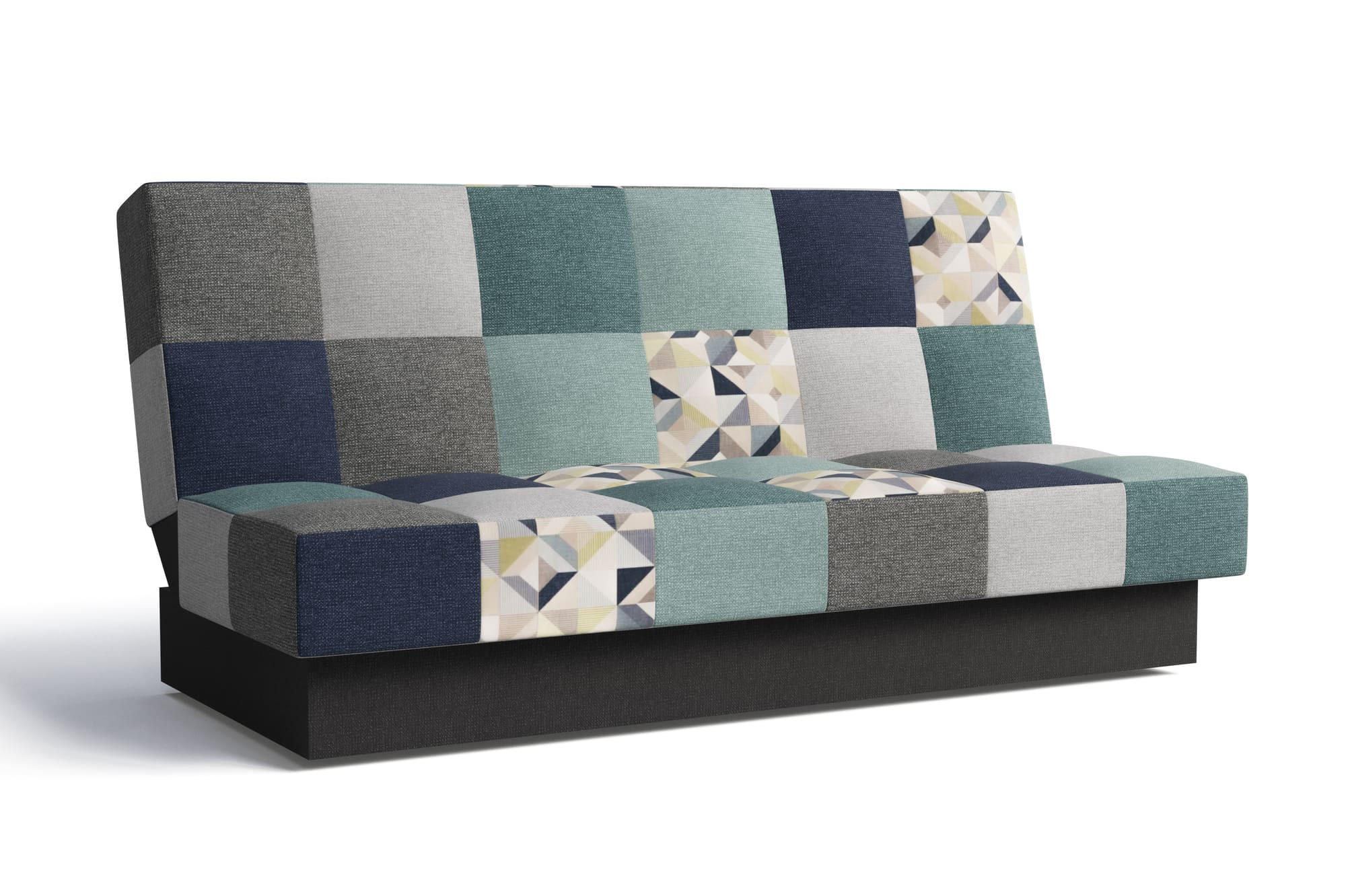 SCHLAFSOFA - Cyprus patchwork - Hellblau + Grau - Hellblau, Holz (192/85/92cm) - Möblo
