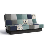 SCHLAFSOFA - Cyprus patchwork - Hellblau + Grau - Hellblau, Holz (192/85/92cm) - Möblo