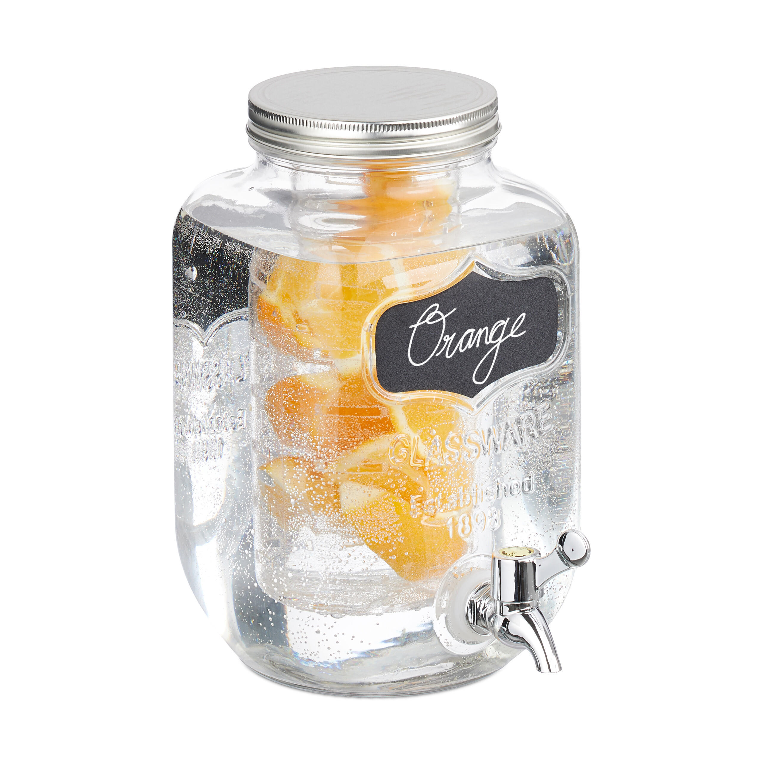 GETRÄNKESPENDER - Transparent, Glas/Kunststoff (4L) - Relaxdays