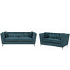 SOFA-SET 5-sitzer Samtstoff Blau Gaula - Blau, Textil (211/77/80cm) - Beliani